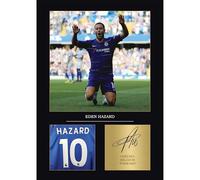 Eden Hazard Chelsea Gift Signed A4 Print Display Chelsea Gifts For Boys Digitally Reproduced Signature Chelsea Gifts For Men (Framed)