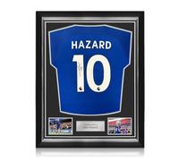 Eden Hazard Signed Original Chelsea 17-18 Shirt (PL Print). Superior Frame