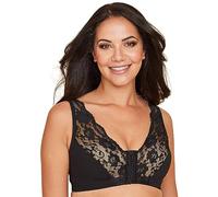 Eden House Ladies Cotton Lace Front Fastening Magic Bra Black 22