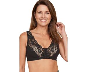 Eden House Ladies Cotton Lace Front Fastening Magic Bra Black 22