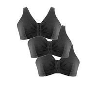 Eden House Ladies Pack of 3 Bra Original Front Fastening Magic Bra Black 22