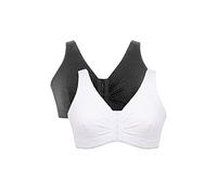 Eden House Ladies Pack of Two Front Fastening Bra Non Wired Magic Cotton Bra Assorted 12