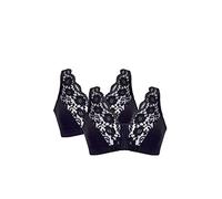 Eden House Ladies Pack of Two Lace Front Fastening Magic Bras Black
