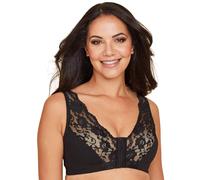 Eden House Women's Front Fastening Magic Bra Cotton Lace in Black | Size: 16 Eden House Black 16