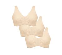 Eden House Women's Pack of 3 Bra Original Front Fastening Magic Bra in Ecru | Size: 16 Eden House Ecru 16