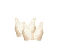 Eden House Ladies | Pack of Two Lace Front Fastening Magic Bras | Beige