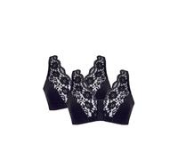 Eden House Women's Pack Of Two Lace Front Fastening Magic Bras in Black | Size: 22 Eden House Black 22