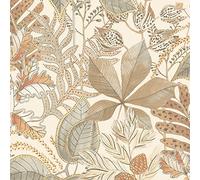 Eden Leaf Floral Natural Cream Wallpaper Sample Flower Nature Botanical Jungle