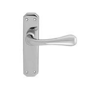 Eden Lever on Backplate Door Handle Set Contemporary Interior Lever Handle with Solid Design for UK Residential and Commercial Use (Latch, Polished Chrome, 180mm x 42mm Backplate)