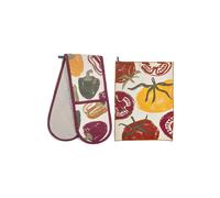 Eden Project Purer Home X Cotton Double Oven Gloves & 2 Piece Tea Towel - Tomatoes Eden Project Multicolor