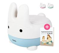Eden Rae Potty for Children - Baby Toilet, Potty, Children's Toilet & Children's Toilet with Lid & Rabbit Design - BPA Free - from 1 Year - with E-Book & Reward Card for Potty Training (Blue)