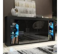 Eden Sideboard 164Cm Black With High Gloss Doors And Led Lighting - Creative Furniture