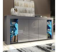Eden Sideboard 164Cm Dark Grey With High Gloss Doors And Led Lighting - Creative Furniture