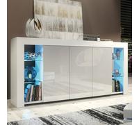 Eden Sideboard 164Cm White & Grey With High Gloss Doors And Led Lighting - Creative Furniture