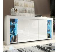 Eden Sideboard 164Cm White With High Gloss Doors And Led Lighting - Creative Furniture