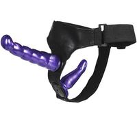EDEN TABOO Strap On Double Pleasure Dildo Adult Sex Toy Lesbian Pegging Couples Purple 7" and 4" Attachments - Realistic Strap-On Dildo Harness Kit for Women, Couples, and Lesbian Play