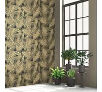 Eden Wallpaper Collection Ilana Leaf Black & Gold Muriva J98202