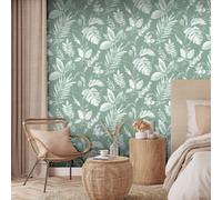 Muriva Ltd Muriva Tane Leaf Green Wallpaper, Green