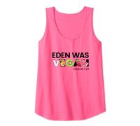 Eden Was Vegan Pink T-shirt gift idea for Christian vegans Tank Top