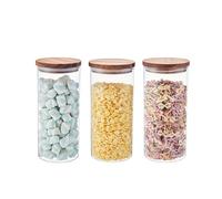 Eden & Willow 3Pcs Glass Storage Containers with Acacia Lids 1.4L, Airtight Kitchen Storage Jars, Pantry Organisers & Food Storage Containers For Pasta, Cereals, Flour, Oats
