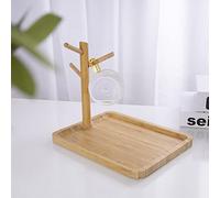 Eden & Willow Bamboo Serving Tray with Cup Holder for Water Jug and Mugs | Breakfast Tray, Cheese Board, and Serving Tea Kitchen Platter