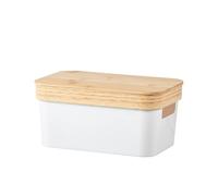 Eden & Willow Bamboo-Top Multipurpose Plastic Storage Basket - Sleek Home and Kitchen Storage Organiser with Easy-Grip Handles (4.5L, Plain)