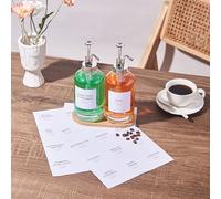 Eden & Willow Coffee Syrup Dispenser 500ml, 2 Pcs Glass Pump Bottle Dispenser with Bamboo Tray & Waterproof Labels, White Chocolate Vanilla Coffee Bar Accessories, Kitchen Barista Tools (Silver)