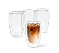 Eden & Willow Double Walled Glass Coffee Cups 4Pcs, 350ml Borosilicate Tea & Coffee Mugs, Thermal Glassware for Latte, Cappuccino,Tea, Iced Coffee and Mocha, Double Walled Highball Set