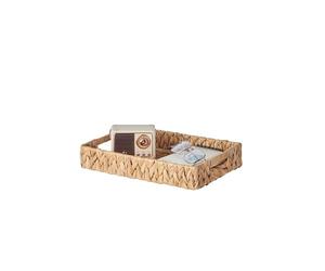 Eden & Willow E&W Rectangle Water Hyacinth, Decorative Natural Hand-Woven Seagrass Serving Tray with Handles (Small)