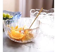 Eden & Willow E&W Wavy Gold Edge Glass Serving Bowls, Dishes for Salad, Fruits and Desserts (1, Medium)