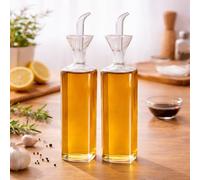 Eden & Willow Glass Olive Oil Bottle, Vinegar Cruet Bottle for Kitchen, Cooking Oil Dispenser with Non-Drip Spout (Large, 2pcs)