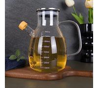 Eden & Willow Glass Olive Oil Bottle, Vinegar Cruet Bottle with Non-Drip Spout - Kitchen Cooking Oil Dispenser Drizzler with Stainless Steel Lid and Handle (550ml)