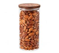 Eden & Willow Glass Storage Container with Acacia Lid 1.4L, Airtight Glass Kitchen Storage Jar, Tea Coffee Sugar Canister, Pantry Organiser & Food Storage Container For Pasta, Cereals, Flour, Oats