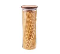 Eden & Willow Glass Storage Container with Acacia Lids 1.8L, Airtight Glass Kitchen Storage Jar, Pantry Organiser & Food Storage Container For Pasta, Cereals, Flour, Oats