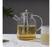 Eden & Willow Glass Teapot with Infuser | Stainless Steel Removable Infusers & Lid | Loose Leaf Tea Strainers | Large Capacity and Stovetop Safe Teapots for Kitchen (1.8L)