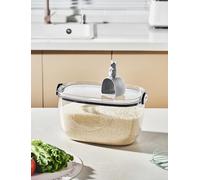 Eden & Willow Large Capacity Kitchen Storage Box | Modern Rice Container with Air-tight Lid and Measuring Scoop | Ideal for Bulk Storage of Rice, Grains, Flour, Dog and Cat Food (Black, 4~5kg)