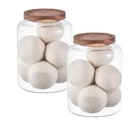 Eden & Willow Large Glass Storage Jar with Airtight Acacia Wooden Lid and | Borosilicate Glass Container for Kitchen Organisation (2, 2.5L)
