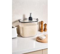 Eden & Willow Large Storage Box for Rice and Grains, Modern Kitchen Container with Air-tight Sealing and scoop for Rice, Cereal, Dog and Cat Food, Flour (Black, 8~10kg)