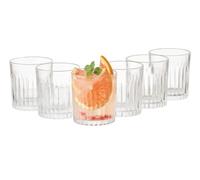 Eden & Willow Luxe Striped Highball Glasses (Set of 6) - Premium Durable Glassware for Cocktails, Mocktails, and Beverages | Stylish, Dishwasher Safe Ribbed Tumblers (6, 350ml)