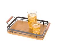 Eden & Willow Nordic Natural Bamboo Serving Tray, Durable Decorative Food Kitchen Platter with Metal Handles for Table, Dinner, and Breakfast (Small)