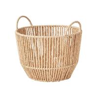 Eden & Willow Nordic Storage Baskets, Small Natural Paper Rope Wicker Storage Baskets with Handle for Shelves, Utility Room, Kitchen, Plants, Bedroom, Organising Storage Baskets for Home & Office