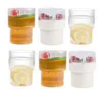 Eden & Willow Origami Ribbed Highball Glasses, Water Drinking Glasses, Ideal for Cocktails, Desserts, Yogourt, Jelly, Pudding, Ice Cream, 300ml Capacity, Set of 6