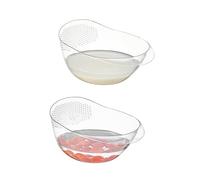 Eden & Willow (Pack of 2) BPA-Free Clear Plastic Rice and Pasta Strainer Bowls with Fine Holes, Colander with Raised Edge Handle for Comfortable Grip | Fruit and Vegetable Washing Basket