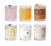 Eden & Willow Set of 6 Bright Beads Highball Drinking Glasses, Tumblers for Cocktails, Hot and Cold Drinks (Short: 450ml)