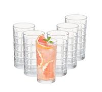 Eden & Willow Set of 6 Luxe Geometric Highball Drinking Glasses | Tumbler Glasses for Cocktails & Whisky | for Hot and Cold Drinks (6, 350ml)