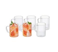 Eden & Willow Striped Glass Coffee Cups Set of 6, Espresso Glasses 160ml | Heat-Resistant Borosilicate Glass with Handles
