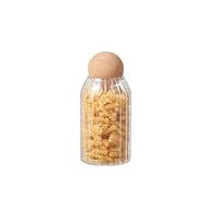 Eden & Willow Striped Glass Kitchen Storage Jar with Cork Ball | Ribbed Food Canister Jar with Spherical Cork Lid | BPA-Free Pantry Organiser (1, 0.8L)