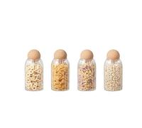 Eden & Willow Striped Glass Kitchen Storage Jar with Cork Ball | Ribbed Food Canister Jar with Spherical Cork Lid | BPA-Free Pantry Organiser (4, 0.8L)
