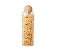 Eden & Willow Striped Glass Kitchen Storage Jar with Cork Ball | Ribbed Food Canister Jar with Spherical Cork Lid | BPA-Free Pantry Organiser (1, 1.5L)