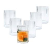 Eden & Willow Striped Highball Glasses | Durable and Stylish, Tumblers for Cocktails, Hot and Cold Drinks (Set of 6, 250ml)